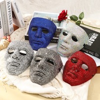 Masque de mascarade scintillant en strass, accessoire de visage éblouissant pour Halloween et bal masqué, vente en gros d'usine, faible MOQ