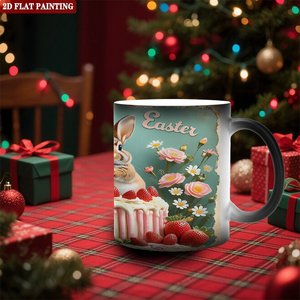Heat Changing Mug 11oz Frosted Black Ceramic Magic Daily Use <b>Cup</b> <b>Easter</b> Design - Product Image 2