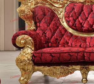 Muebles de sala de estar de lujo, muebles clásicos, sofá y sofá tallado en pan de oro, juego de sofás de lujo 1 + 2 + 4 - Product Image 3
