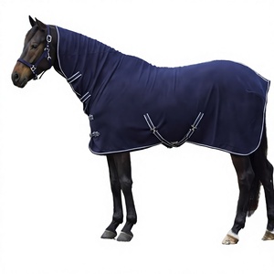Couverture de cheval en laine bleue et polaire, type combo, pour l'extérieur, pour le dressage et l'équitation, fabriquée à Kanpur, Inde - Product Image 1