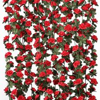 Guirlandes de roses artificielles 45 têtes, fleurs en soie, 245 cm, pour décoration suspendue de mariage, plafond, mur, maison, fête, événement