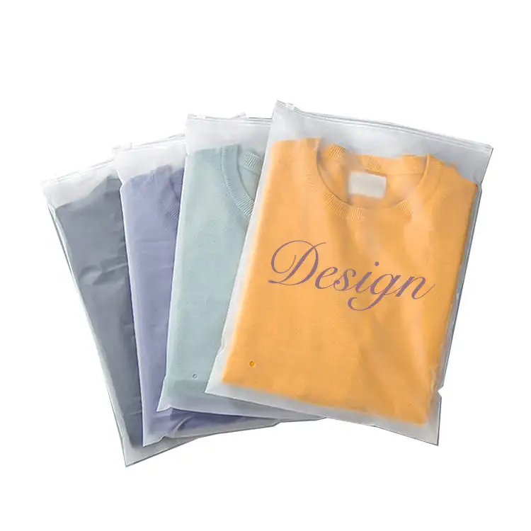 Pvc packaging bags with ziplock for t-shirt custom logo frosted zipper plastic Matte clothes package pouch bag