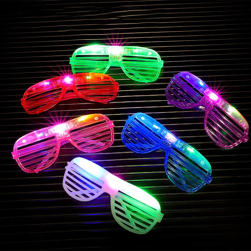 Gafas de neón Gafas de luz que brillan en la oscuridad Niños Shutter Shades Gafas LED Intermitente Gafas de Sol para adultos Fiesta Rave