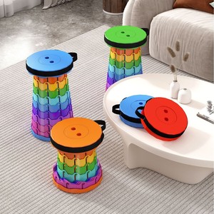 Tabouret pliant rond télescopique arc-en-ciel d'extérieur, portable et réglable, pour file d'attente, voyage, pêche, changement de chaussures XA-232 - Product Image 2