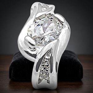 Pendentif Solitaire en Argent 925 avec Diamant Taille Brillant Art Palace, Bijou Classique de Fiançailles pour Femme, Certifié par un Certificat de Troisième Partie - Product Image 3