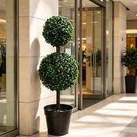 Arbre Topiaire Artificiel en Plastique Double Boule de Buis en Pot, Plante Décorative Végétale pour Extérieur et Intérieur, Idéal pour Cérémonies de Remise des Diplômes
