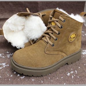 3551 Men's Winter Snow <b>Boots</b> Wool Lined Thickened <b>Warm</b> Outdoor <b>Work</b> <b>Boots</b> Mid Heel Front Laces Solid Color - Product Image 4