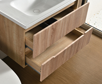 Meuble-lavabo moderne en bois massif avec miroir et vasque en céramique inclus