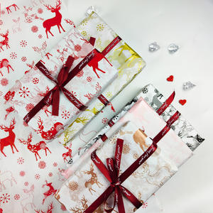 Papel de Regalo Navideño Personalizado Antigrasa de 17 g/m² con Diseño de Reno Rojo, Papel Kraft Ligero para Regalos Navideños - Product Image 5