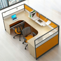 Estación de Trabajo Modular Moderna para 2 Personas con Pantalla Divisoria, Escritorio Tipo Cubículo, Muebles de Oficina