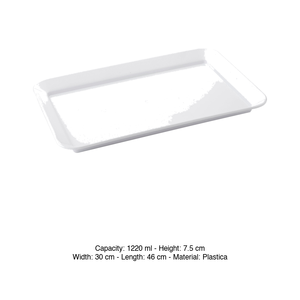 Plateau en plastique Giganplast, rectangulaire, en plastique Bianca X Alimenti, 46 x 30 cm, pour la restauration, les hôtels, les fournitures en gros - Product Image 3