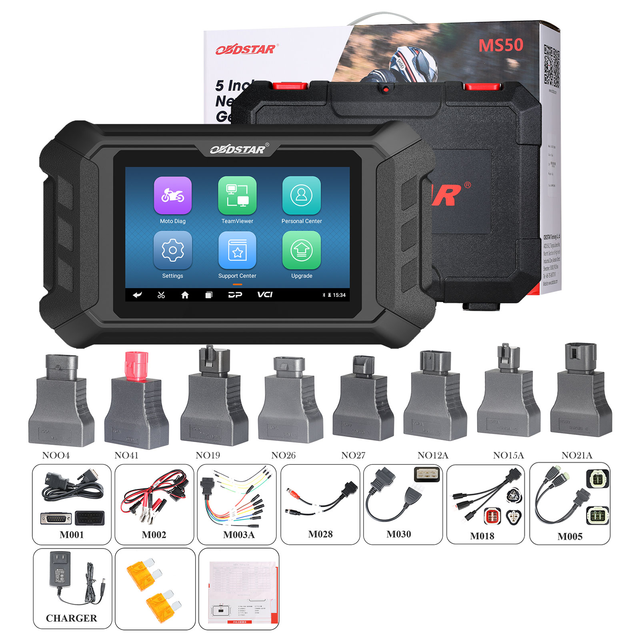 OBDSTAR MS50 Moto Scanner Full Version Motorbike Diagnostic Tool Key Program and ECU Remap Tool 5 '' Motorcycle Diagnostic Tool