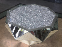 Nouvelle table basse moderne de luxe légère, table basse en diamant argenté, meubles de salon, table d'appoint en verre de haute qualité personnalisée