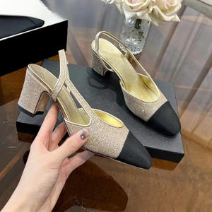 Zapatos de Tacón Alto con Correa en T y Hebilla, Estilo Europeo y Americano, con Punta en Pico, Combinación de Colores, para Mujer - Product Image 4