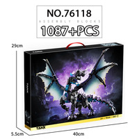 Set de Construcción Hellfire Black Dragon, 1087 Piezas, Articulaciones Móviles, Modelo de Dragón de Fantasía para Adultos