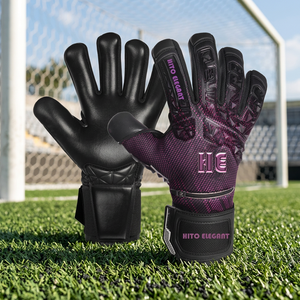 Gants de gardien de but professionnels 4 mm, gants de football avec protection des doigts, dos des mains en silicone injecté, sangle élastique intégrée - Product Image 2
