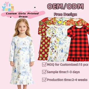 Camisón Infantil con Estampado de Grinch Navideño, Manga Larga, Dobladillo con Volantes, Vestido de Dormir para Niñas, Diseño Personalizado, Servicio OEM - Product Image 1