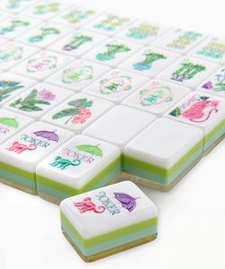 Jeu <span class=keywords><strong>de</strong></span> Mahjong Américain <span class=keywords><strong>de</strong></span> Luxe Personnalisé Écologique à <span class=keywords><strong>4</strong></span> Couches, 160 Tuiles Gravées à Motif Grain et Dos Vert, pour Jeu <span class=keywords><strong>de</strong></span> <span class=keywords><strong>Table</strong></span> - Product Image 2