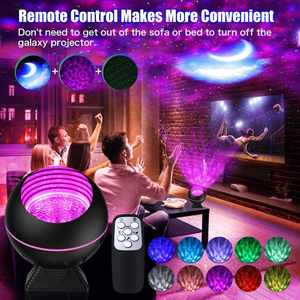 Remote Voice Controlled Sky Water Patterns Flames Moon Laser <b>Led</b> <b>Star</b> Projector Galaxy Night Light Projector - Product Image 4