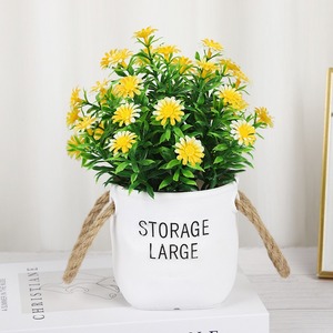 Fabbrica diretta personalizzato di simulazione verde girasole e <span class=keywords><strong>margherita</strong></span> ornamenti piccolo soggiorno in vaso arredamento per la casa per matrimoni - Product Image 3