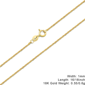 <span class=keywords><strong>Collana</strong></span> da Donna a Catena a Corda da 1mm in <span class=keywords><strong>Oro</strong></span> Giallo 18k, Gioielleria di Lusso Semplice e <span class=keywords><strong>Sottile</strong></span> in Vero <span class=keywords><strong>Oro</strong></span> Au750 di Grande Successo - Product Image 6