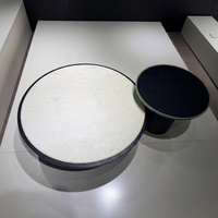 Table basse ronde moderne de luxe en pierre frittée, placage chêne blanc, MDF, pour salon, vente en gros d'usine, personnalisable OEM