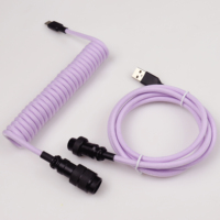 Teclado mecánico de doble manga PET en forma de Z al por mayor, cable estándar USB 2,0 tipo C en espiral con aviador GX16