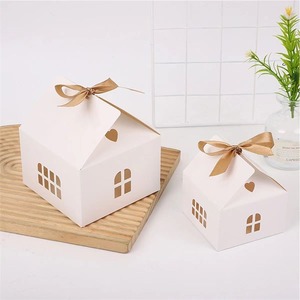House Shaped Kraft Paper Gift <b>Boxes</b> with Ribbon Bow for Wedding <b>Party</b> Favors - Product Image 6
