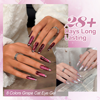 MissGooey 8 Couleurs Violet Raisin Vernis à Ongles Gel Effet Œil de Chat Magnétique Sans TPO/HEMA OEM ODM Bouteille de Vernis Gel UV Usine de Gels UV