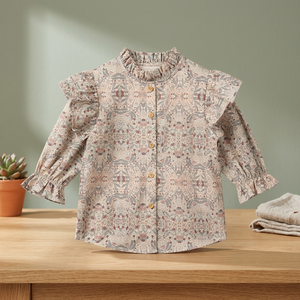 Blusa de Algodón con Cuello Peter Pan de Nuevo Diseño para Otoño, Camisas a Cuadros Florales para Niñas, Blusa de Alta Calidad al por Mayor para Niñas - Product Image 2