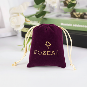Großhandel Anpassbare Weiche Samt-Schmuckbeutel mit Kordelzugverschluss Geschenkverpackungsbeutel Make-up-Taschen mit Siebdruck-Logo <span class=keywords><strong>Ningen</strong></span> - Product Image 3