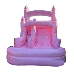 Jardin gonflable de glissière d'eau de toboggan rose pastel avec le ventilateur - Product Image 1
