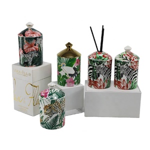 Synwish all'ingrosso di lusso personalizzato stampato in rilievo vaso Bougie <span class=keywords><strong>vasi</strong></span> contenitori cera di soia profumata candela in vasetti di ceramica - Product Image 2