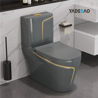 Vente en gros Commode en céramique de luxe Cuvette de toilette couleur gris or Toilette monobloc en céramique WC couleur grise Toilette de couleur grise