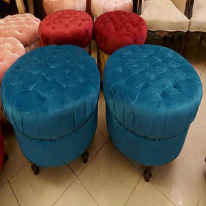 Modern Living Room Fabric Stool/<b>Pouf</b> Leather Tufted <b>Pouf</b> for Living Room Drawing Room Leather Tufted <b>Pouf</b> on Sale USA - Product Image 1
