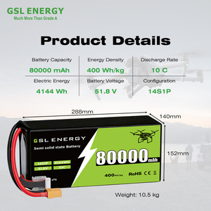 Batterie lithium-ion semi-solide GSL ENERGY 51,8 V 80 Ah 4144 Wh avec cellules de grade A 10C pour drones FPV, agriculture et <span class=keywords><strong>logistique</strong></span> - Product Image 3
