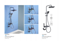 Système de douche en laiton noir avec robinet à valve céramique, finition brossée, douchette à main, température réglable, jets doux et puissants