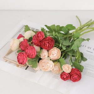 Fleurs Artificielles Rose Rose Poudré Blanc Rose Profond Champagne Soie Plastique Haute Simulation Décoration Mariage Maison Accessoires Branche Unique - Product Image 4