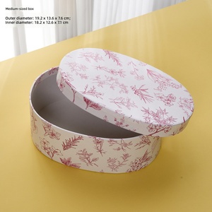 Scatola Regalo Ovale di Lusso con Stampa Floreale Botanica, Coperchio e Base Personalizzabili, per Confezioni Boutique in Carta Kraft - Product Image 1