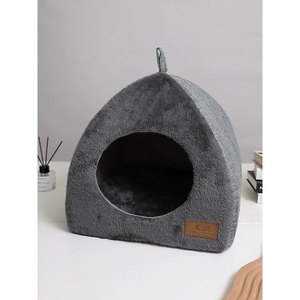 Lit pour chat triangulaire taille moyenne en fausse fourrure, maisonnette douce et fermée pour animaux de compagnie, pour un sommeil profond, lit pour chien, fournitures pour animaux de compagnie - Product Image 3