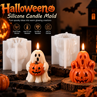 Moule en silicone 3D Candyer Halloween pour bougies DIY, décoration de fête à domicile, moules à gâteaux et chocolats en silicone