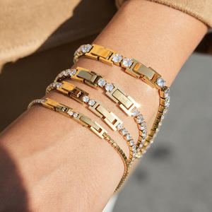 Novedad 2026: Cadena de tenis de acero inoxidable chapada en oro PVD de 18k, resistente al agua, con circonitas cúbicas de 2mm, 3mm, 4mm, 5mm y cadena extensora. - Product Image 1