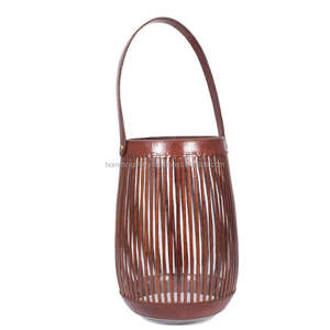 Linterna de vela de cristal alto de Metal negro de tamaño mediano, luz dorada de acero inoxidable para decoraciones navideñas, linternas de cristal de cobre - Product Image 5