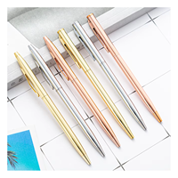 Stylo bille en métal or rose de haute qualité, personnalisable avec logo, fin et luxueux, idéal pour hôtels, gravure laser du logo