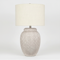 Lampes de table en céramique gris industriel avec abat-jour blanc et interrupteur pour salon, chambre, bureau, entrée, tables de nuit