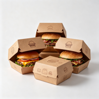 Boîte en carton blanc de qualité alimentaire pour hamburgers, poulet frit et pâtisseries, auto-assemblable, écologique et personnalisable