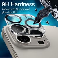 Verre trempé pour iPhone 16 15 14 13 Pro Max Plus Mini protecteur d'objectif de caméra cercle noir couvercle de Film de protection d'objectif