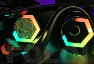 ไฟหน้าปรับโฉมใหม่80มม. LED RGBW Angel Eye HEX แสง DRL Halo Ring การควบคุมด้วย BT APP - Product Image 3