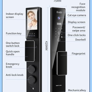 Qleung S555 <b>Smart</b> <b>Lock</b> Black 3D Face Recognition Fingerprint App Control Door <b>Lock</b> - Product Image 5