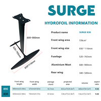 Novedades 2026 SURGE 830 Ala de Hidroala de Carbono para Surf, Rápida Respuesta en Curvas, Alto Rendimiento, Control Suave